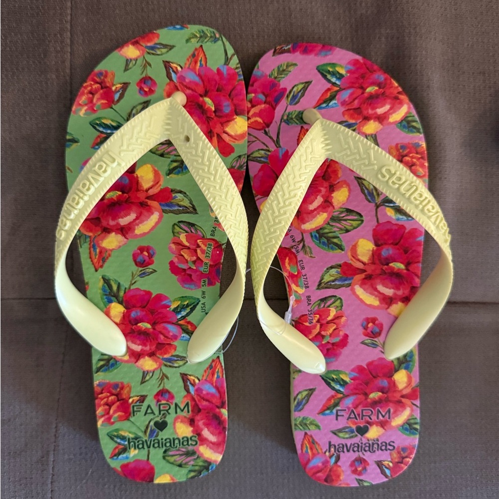 Farm Rio X havaianas size 6 flip flops